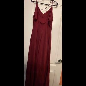 Wine floor length bridesmaid dress